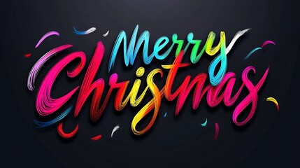 Obraz premium A colorful and festive 'Merry Christmas' greeting with confetti.