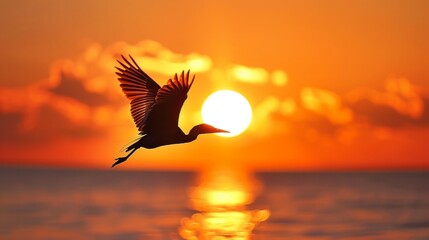 A silhouette of a bird in flight against a vibrant sunset, symbolizing the freedom and independence associated with the act of flapping wings