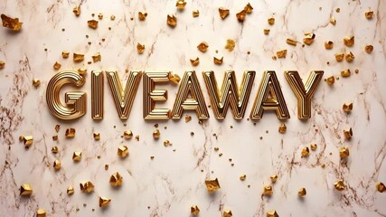 Golden giveaway celebration with elegant marble background design - Powered by Adobe