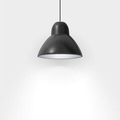 Vector realistic black ceiling lamp isolated on white background