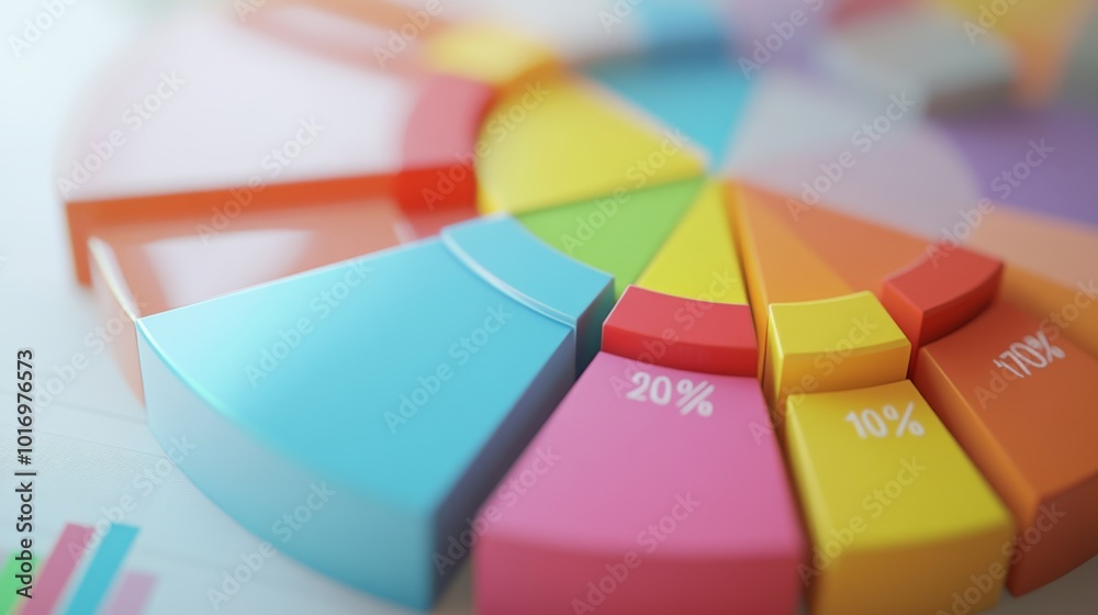 Aufkleber colorful pie chart with business data representation