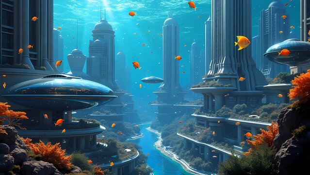 Underwater city with a futuristic touch