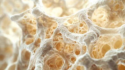 collagen matrix, intricate fibrous structure, tightly woven fibers, detailed anatomical view, elastic properties, essential for tissue strength