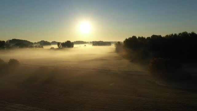 Autumn sunrise at lake Sivers..i Latvia, in the countryside of Latgale.