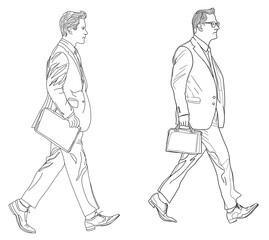 Fototapeta premium line art illustration of businessman isolated on transparent PNG.