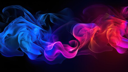 Obraz premium Abstract Blue and Red Smoke Swirling on Black Background