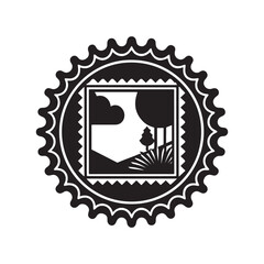 Postage Stamp silhouette set  vector  black color white background 