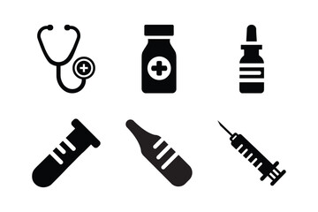 Medical Icons in White Contrast.