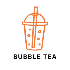 Bubble Tea cold drink beverage vector logo badge