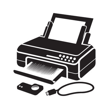 black printer with accessories clip art preview