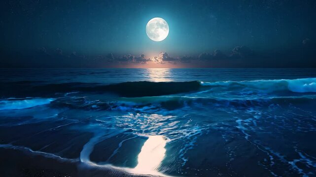 peaceful quiet paradise seascape beautiful seashore under moon light