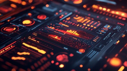 Obraz premium Futuristic Data Visualization with Neon Effects