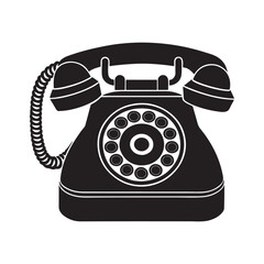 Telephone silhouette vector art illustration  black color white background