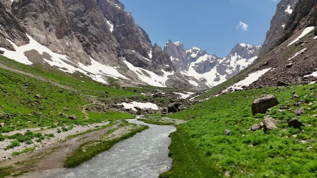 Stream water of Snows of Mountains 4K Stock Video