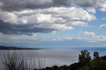 Vegetation and view on the Ionic sea, Corfu, Greece
