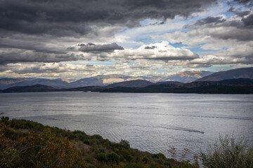 Obraz premium Ionic sea and Albanian mountains, Corfu, Greece
