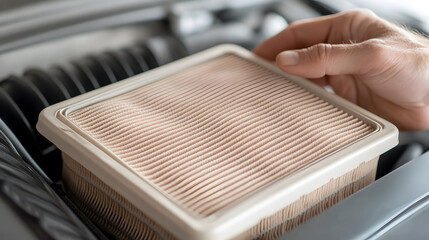 Auto Mechanic Holding Old Car Air Filter | Highlighting Pollution and the Importance of Vehicle Maintenance