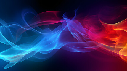 Fototapeta premium Elegant Smoke Flow: Red and Blue Wisps on Dark Background
