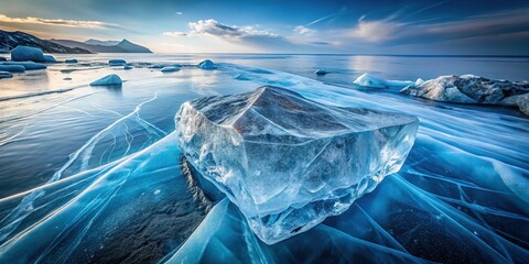 Obraz premium Abstract nature of ice over a rock from above