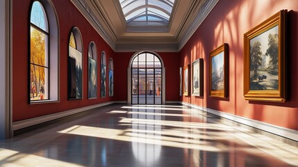 Fototapeta premium 3d rendering of interior museum exhibition room