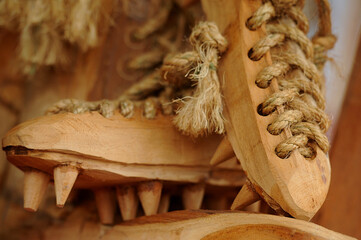 Sports shoe replica decoration made of wood