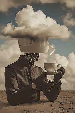 unfulfilled dreams, dreams of the ai, like clouds in coffee, fleeting illusions not realized, vanished surreal and unattained