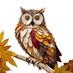 Obraz premium an owl crafted entirely from autumn leaves
