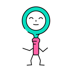 magnifying glass school character line icon vector. magnifying glass school character sign. isolated symbol illustration