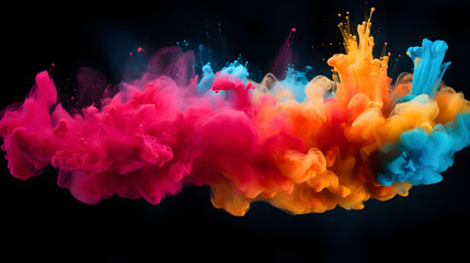 Fototapeta premium Stunning Color Cloud: Dynamic Explosion of Pigments Against Black Background