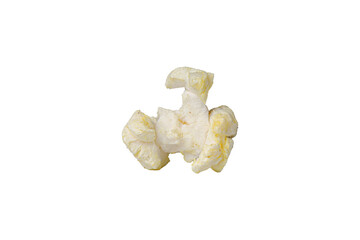 macro popcorn on isolated and white background close up