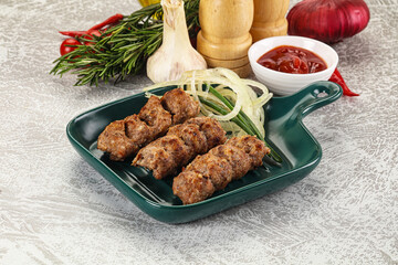 Beef kebab minced meat with onion