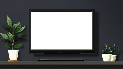 Fototapeta premium Background is living room, There is a a big TV on the Shelf