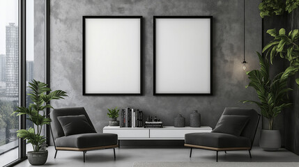 Organic design with furniture and two frame layout