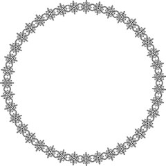 Snowflake circle frame. Winter snowflake round border.