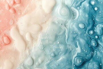 Fototapeta premium A mesmerizing blend of pastel colors with bubbles, creating an abstract pattern that evokes tranquility and creativity.