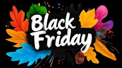 Black Friday Sale Banner with colorful leaves.