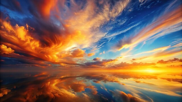 abstract orange and blue cloudscape painting