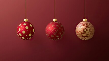 Red and Gold Christmas Ornaments with Glitter Details. AI generated image