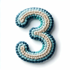 number 3 Crochet isolated on white background