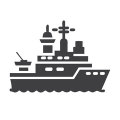 Obraz premium Warship silhouette icon in black and white