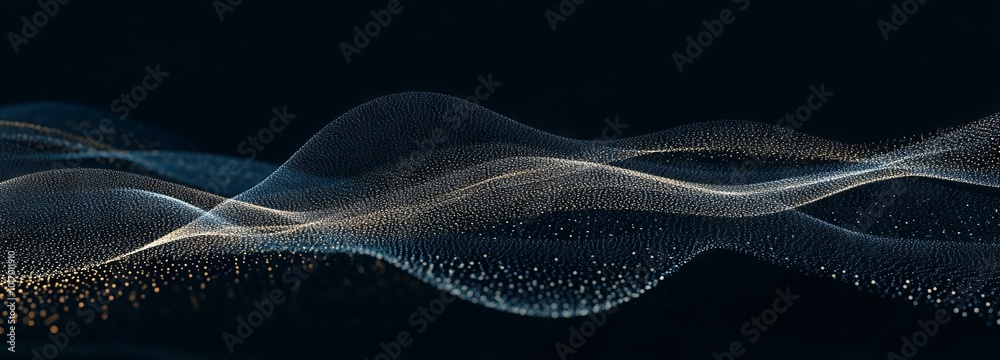 Poster futuristic abstract wave dot particle background isolate, abstract background with a wave of dots on