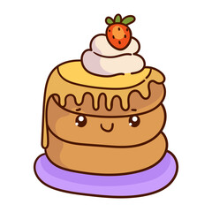 Kawaii food cartoon of cupcakes illustration. vector icon of cute Japanese doodle style for kid product, sticker, shirt, wallpaper, card
