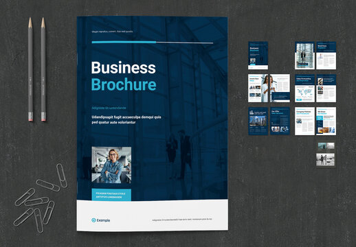 Corporate Business Brochure in White and Blue Colors