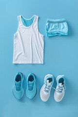 Blue and White Sportswear for a Workout.