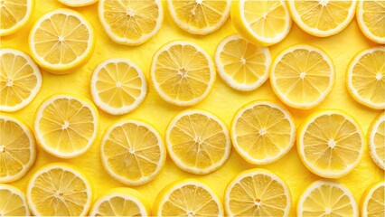 Obraz premium lemon slices on a vibrant yellow background