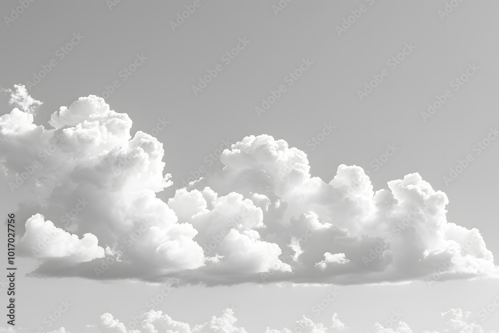 Wall mural Serene Gray Sky with Fluffy White Clouds