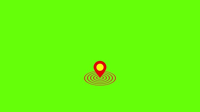 GPS locetion icon rad and yellow colour animation green background.