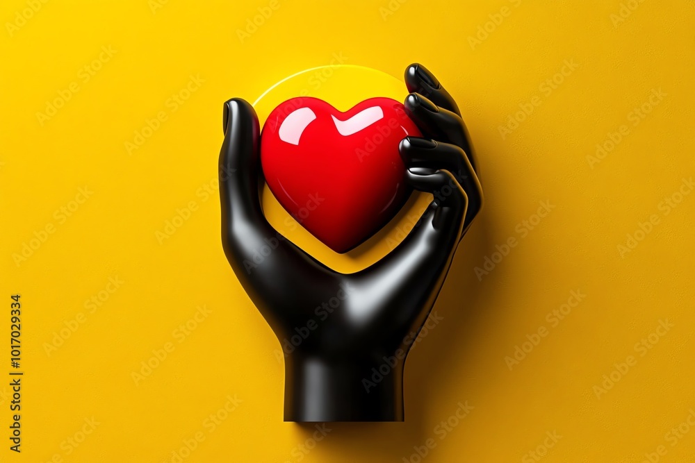 Poster Simple minimalist icon of a hand holding a heart, representing the kindness and generosity that define altruism