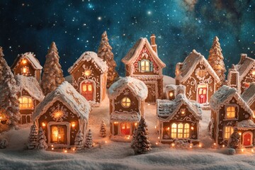 Charming Scene of Gingerbread Houses in Delightful Setting