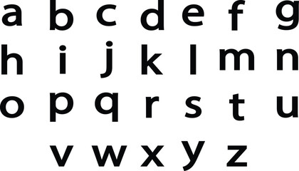Alphabet cubes line and flat icon set, abc and toy, block sign, vector graphics, a linear pattern isolated on transparent background. Hand drawn doodle style collection. small letters.